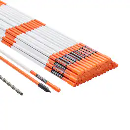 VEVOR - Driveway Markers, 50 PCS 48 inch, 0.31 inch Diameter, Orange Fiberglass Poles Snow Stakes with Reflective Tape - Orange;White