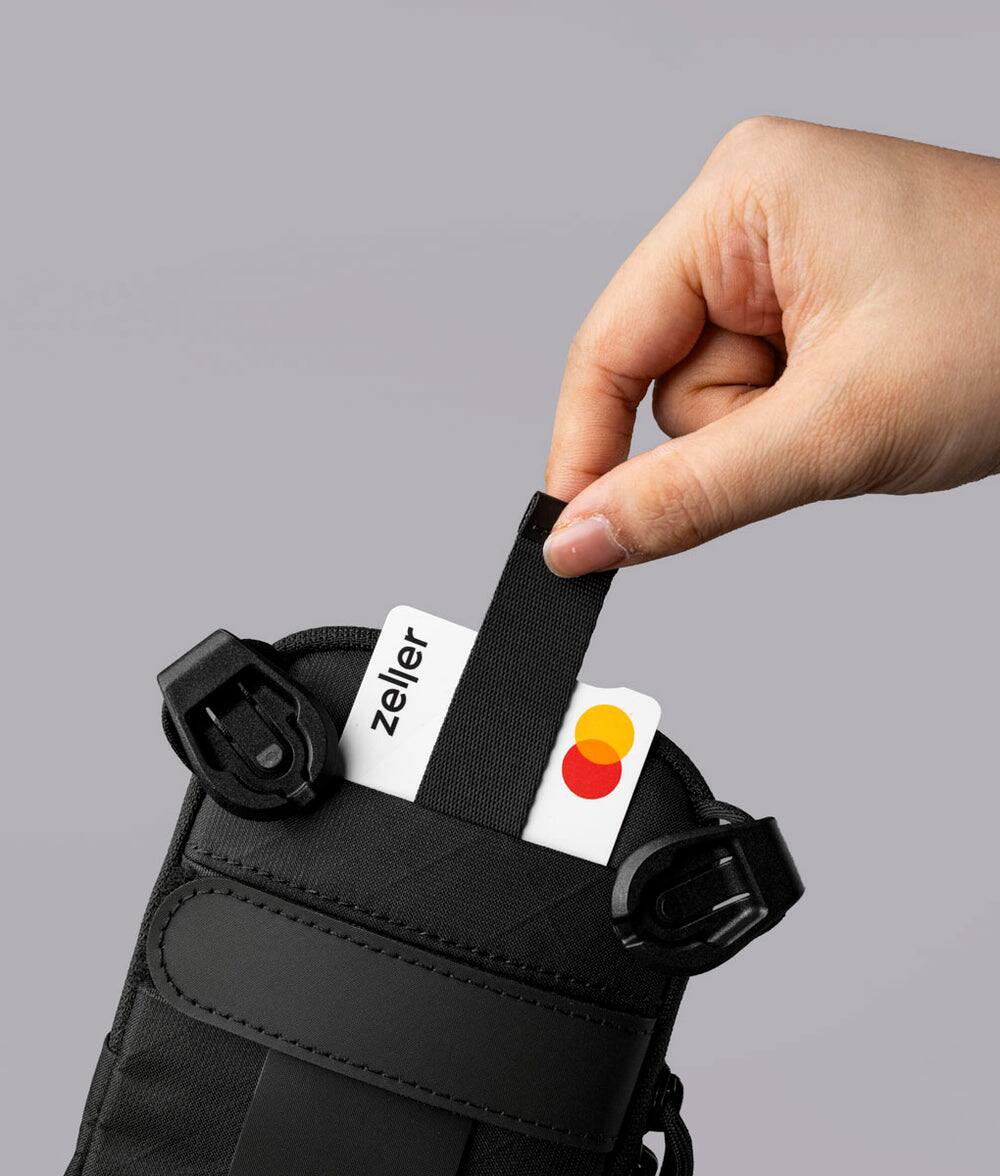 Alt View 4. ALPAKA - Modular Shoulder Pocket Slim Phone Sling Bag, Crossbody Pouch with Card Sleeve, Belt/Bag Attachment - Black Ultradyne 100D.