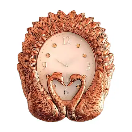 Front. FC Design - 22"H Red Black Decorative Peacock Wall Clock - Unique Gift Idea - Multicolor.