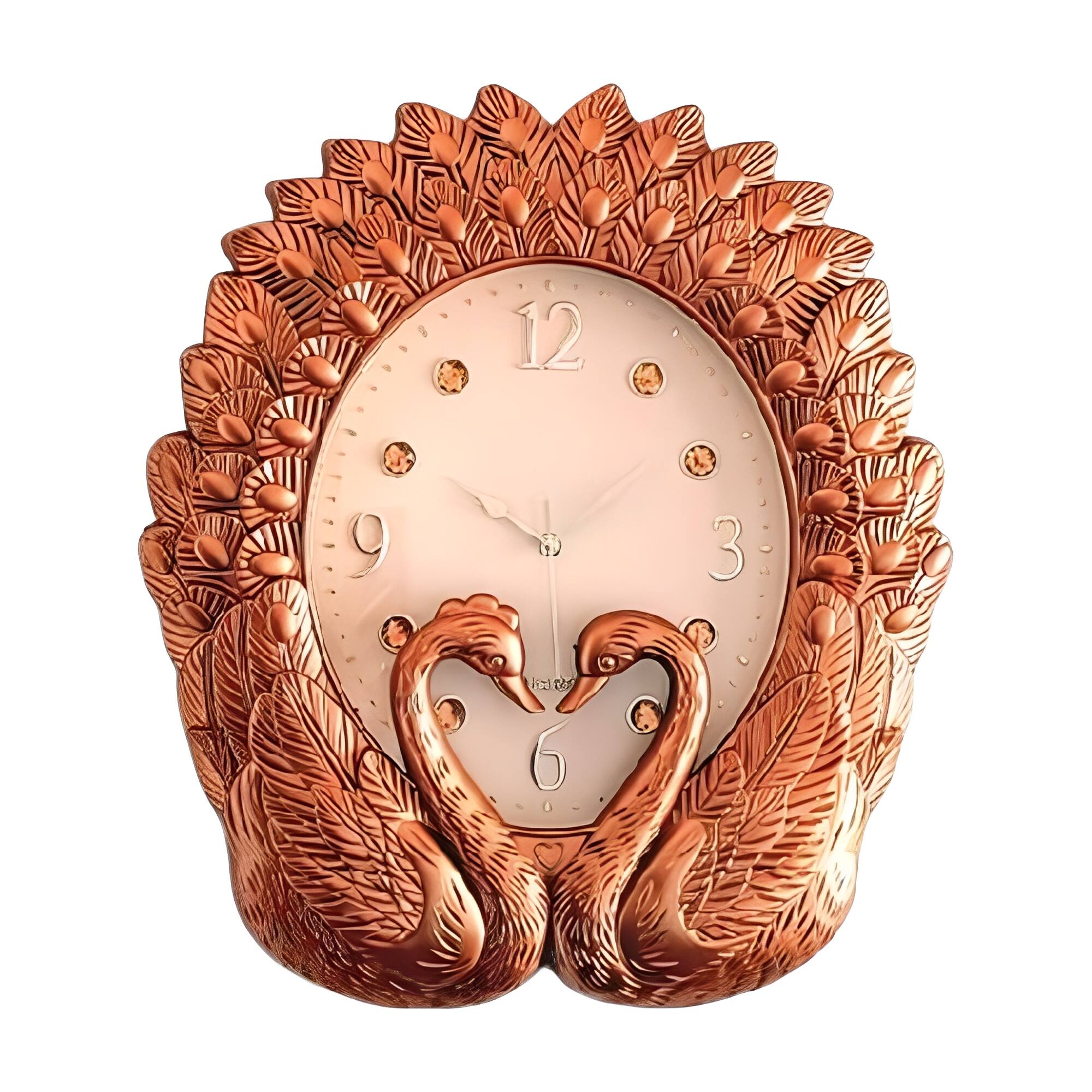 Front. FC Design - 22"H Red Black Decorative Peacock Wall Clock - Unique Gift Idea - Multicolor.