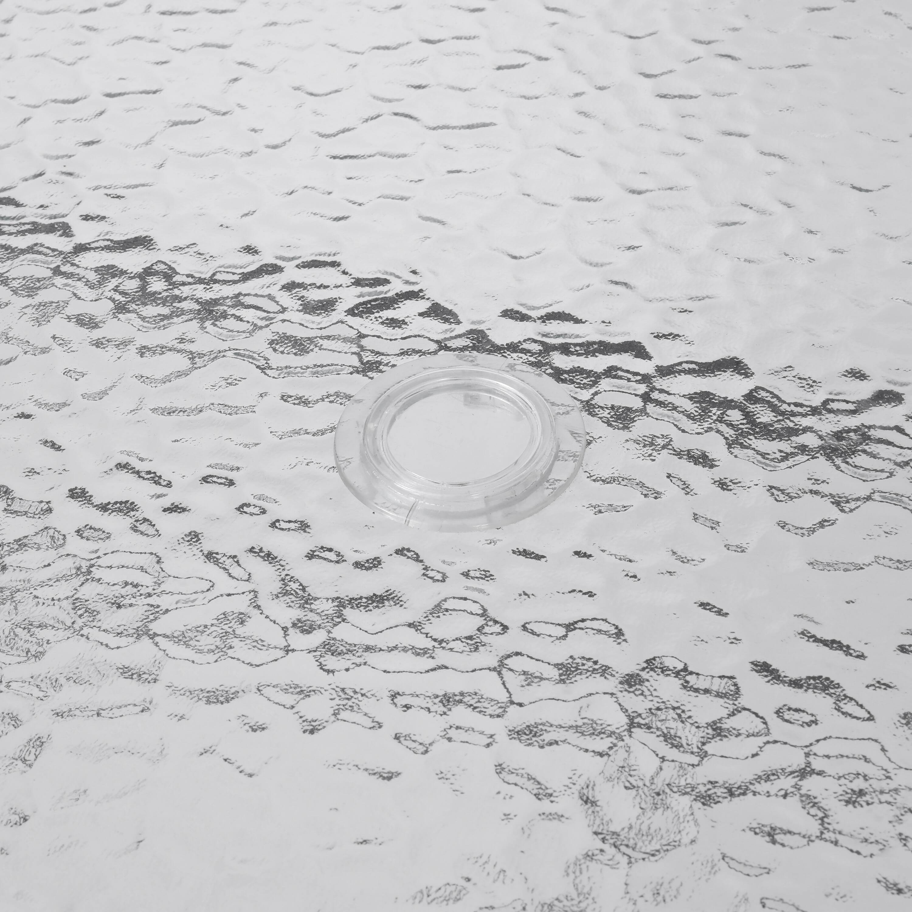 Alt View 7. Emma + Oliver - Tala Patio Table with Tempered Glass Top with Umbrella Hole and Steel Frame - Clear Top/Black Frame.