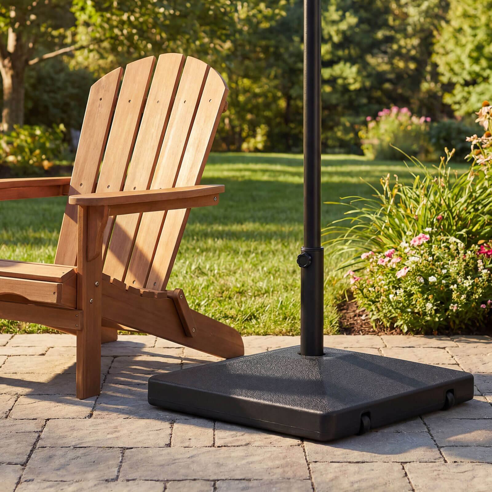 Alt View 5. Costway - Costway Fillable Umbrella Base 90 LBS Heavy Duty with 2 Wheels, Water/Sand Filled - Black.