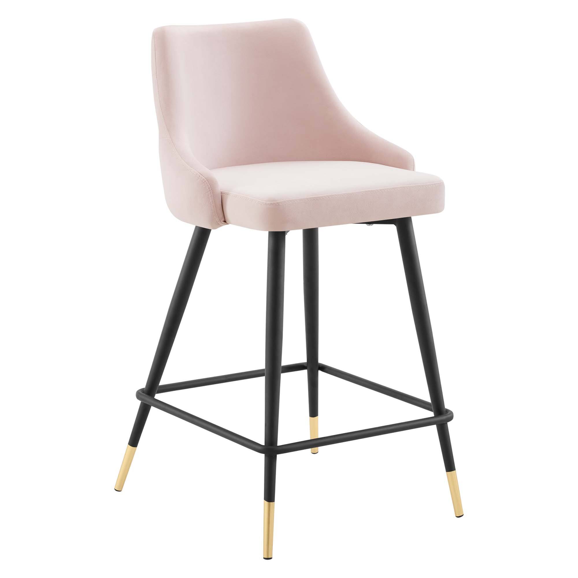 Angle. Modway - Adorn Performance Velvet Counter Stool by Modway - Pink.