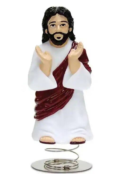 Alt View 1. Accoutrements - Dashboard Wiggler Enlightenment On A Spring Jesus 4.5" Figure - White.