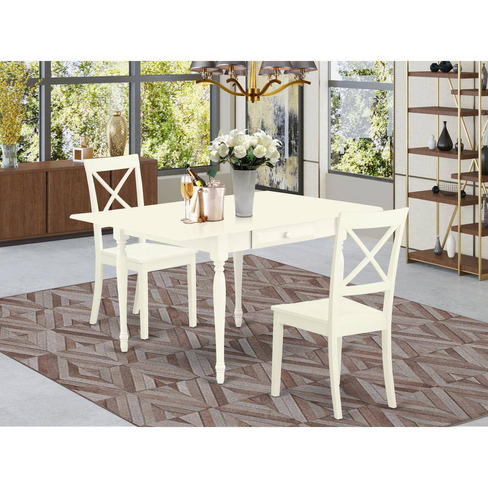 Angle. East West Furniture - Dining Room Set Linen White - Brown.