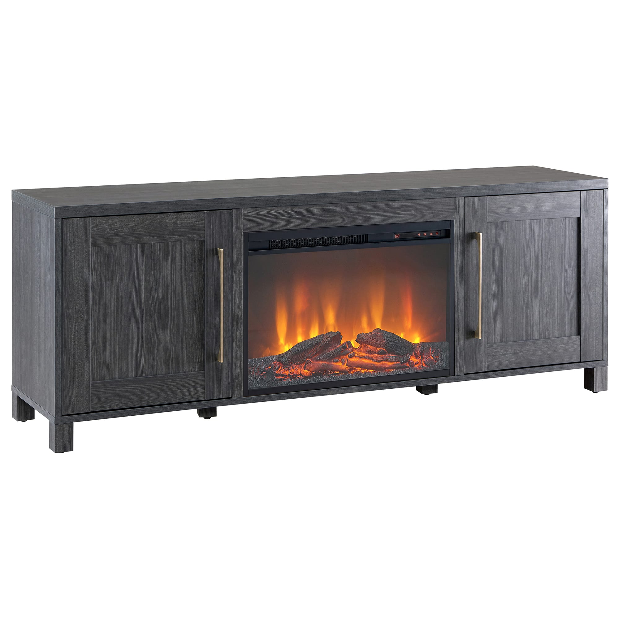 Angle Zoom. Camden&Wells - Chabot Log Fireplace TV Stand for Most TVs up to 75" - Charcoal Gray.