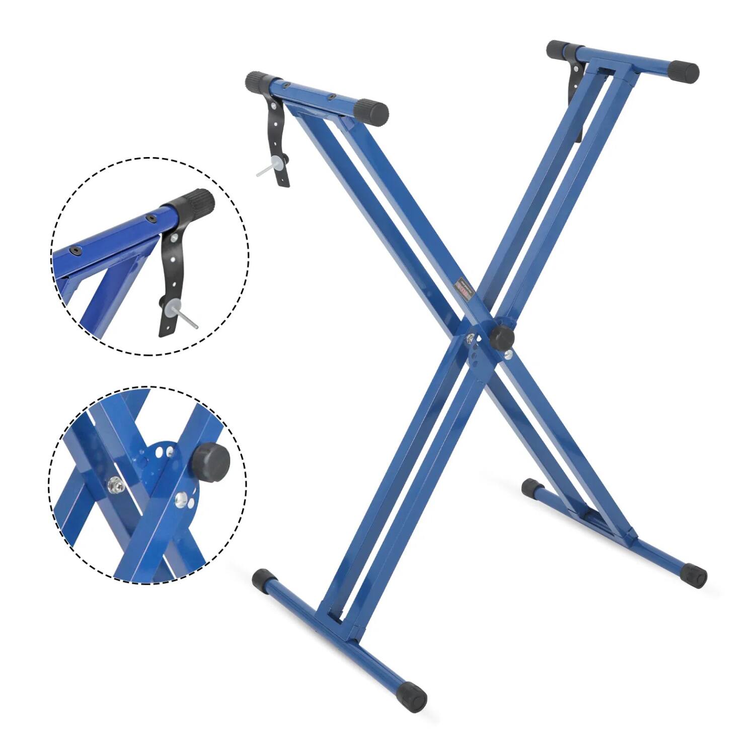 Angle. Stock Preferred - Double X-Style Heavy Duty Adjustable Piano Keyboard Stand - KS 2X WH.