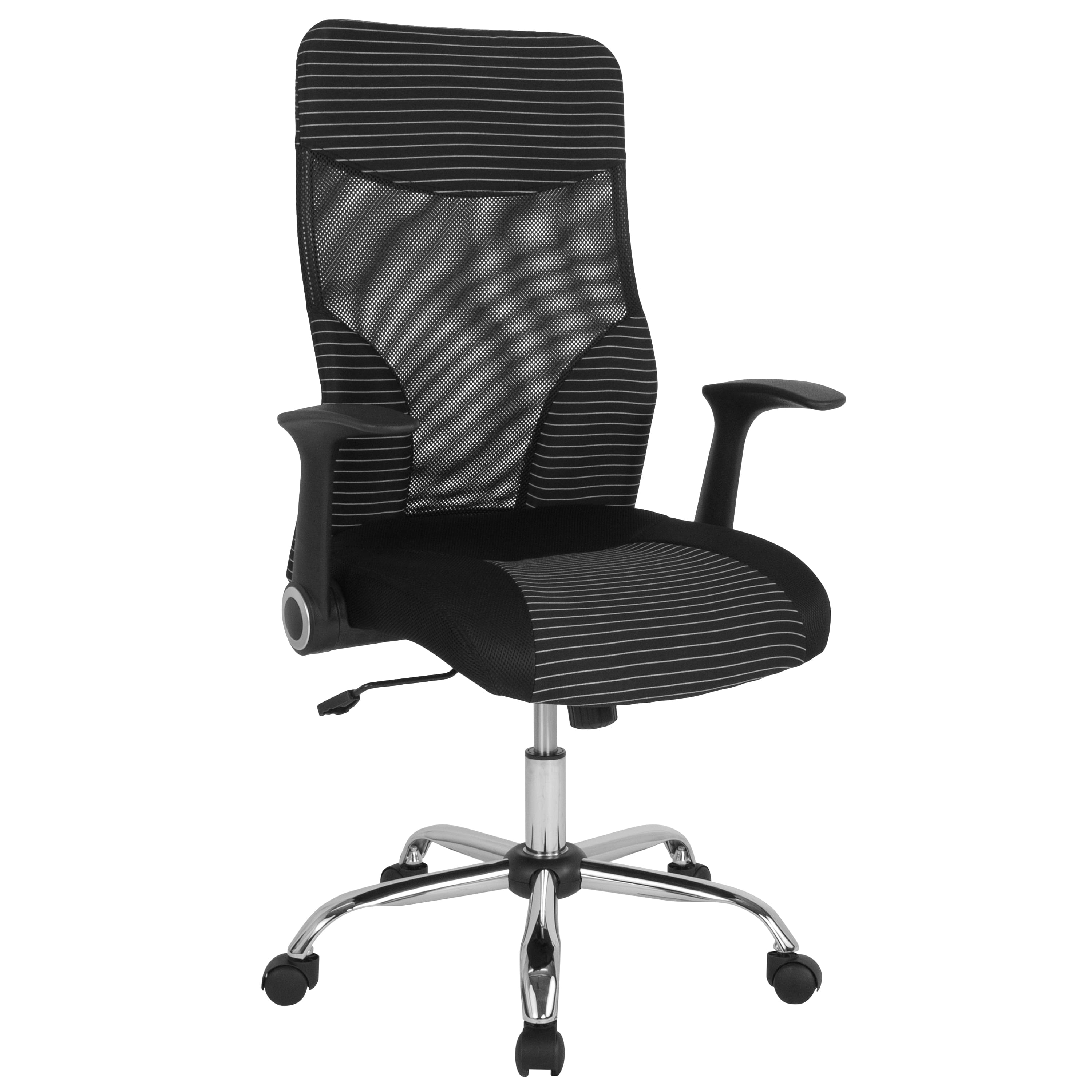 Emma + Oliver - High Back Office Chair with Contemporary Mesh Design - Black and White