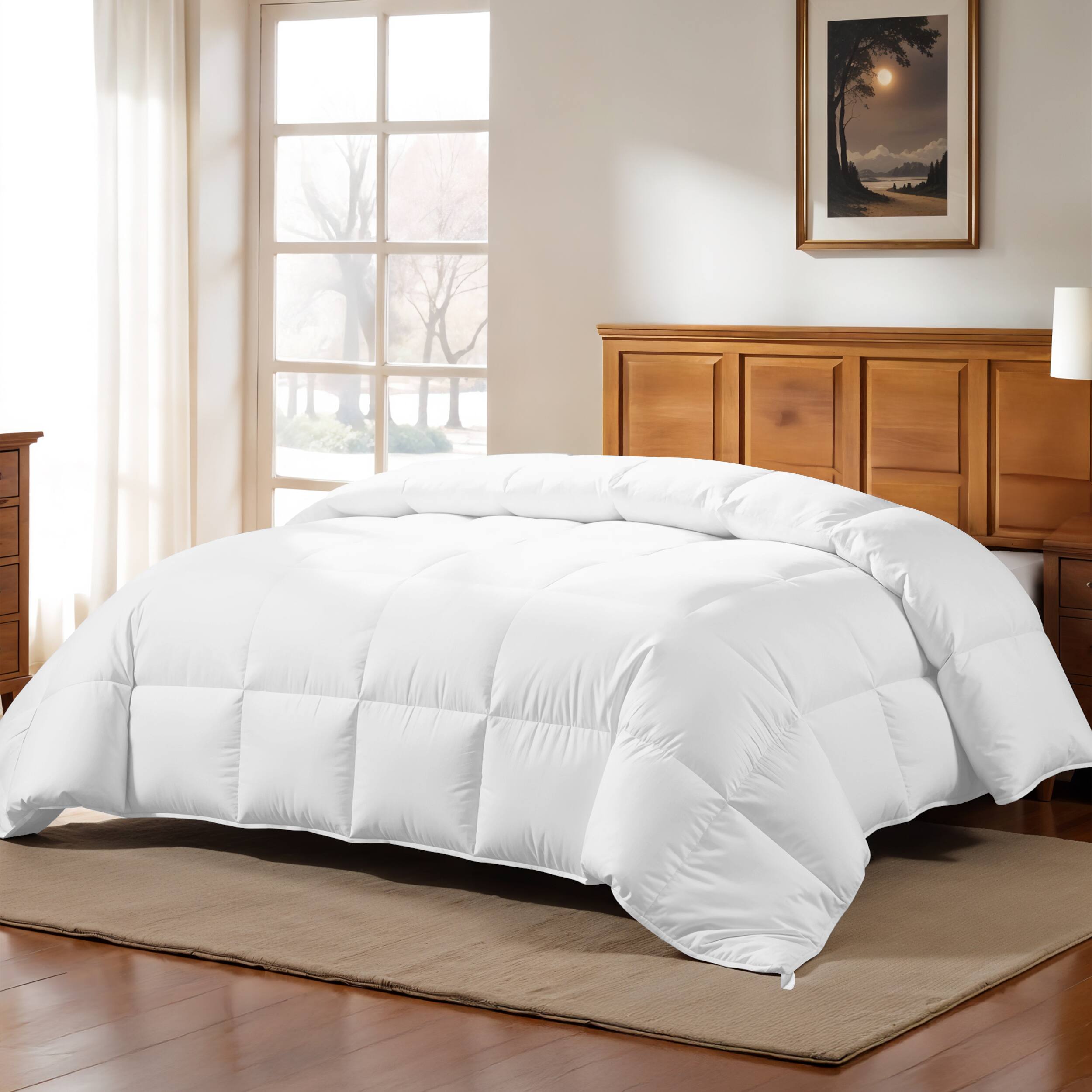 Angle. Lux Decor Collection - Down Alternative Comforter – Ultra Soft All Season Duvet Insert with Corner Tabs - White.