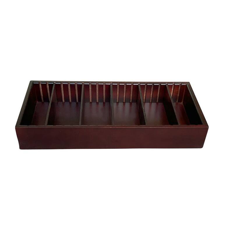 Angle. Prestige - Adjustable Cigar Tray (Dark Mahogany) - Dark Mahogany Finish.