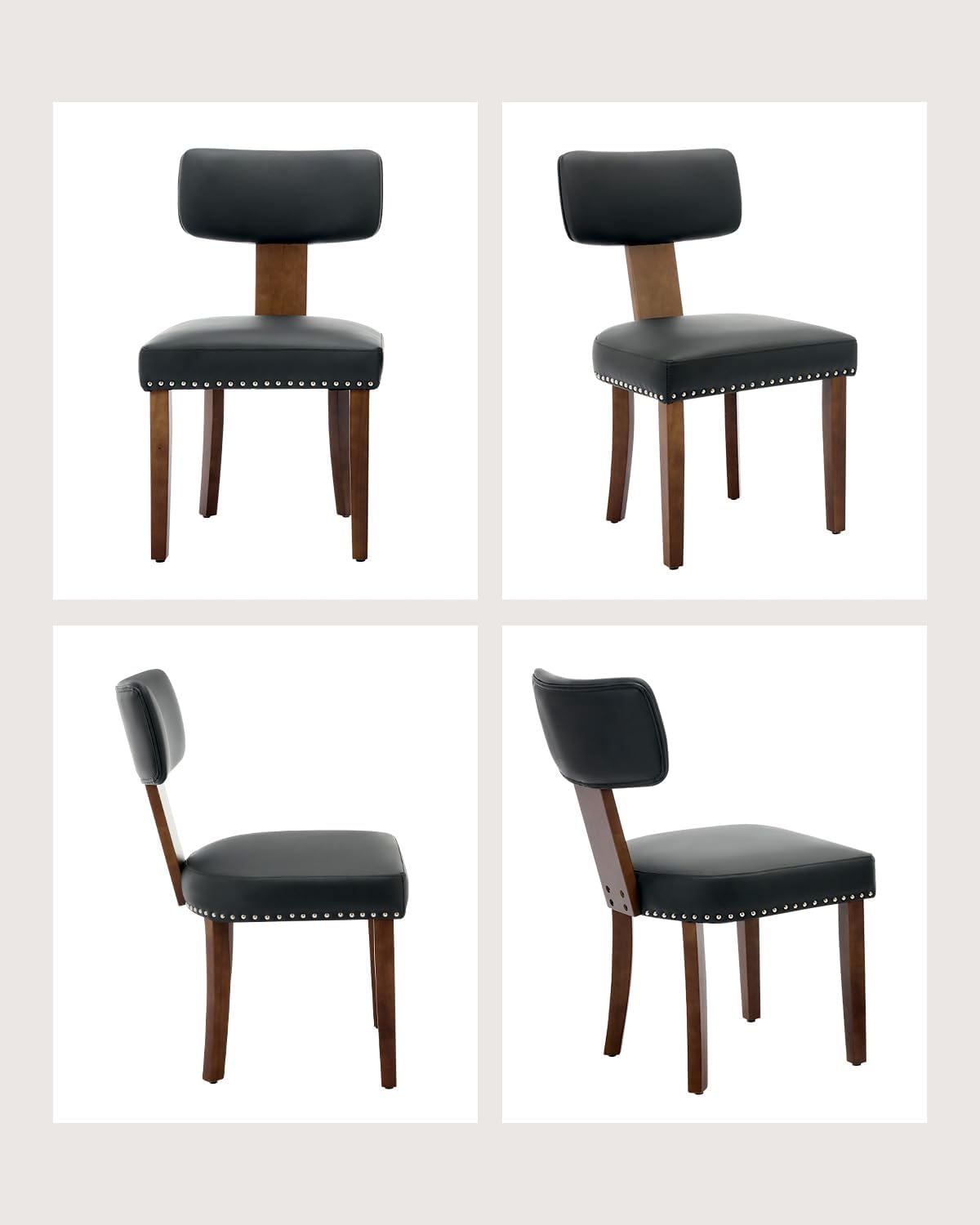 Alt View 5. Acekool - Kitchen Table Set of 2 Black Leather Dining Chairs for Dining Room, Home Office, Living Room - Black.