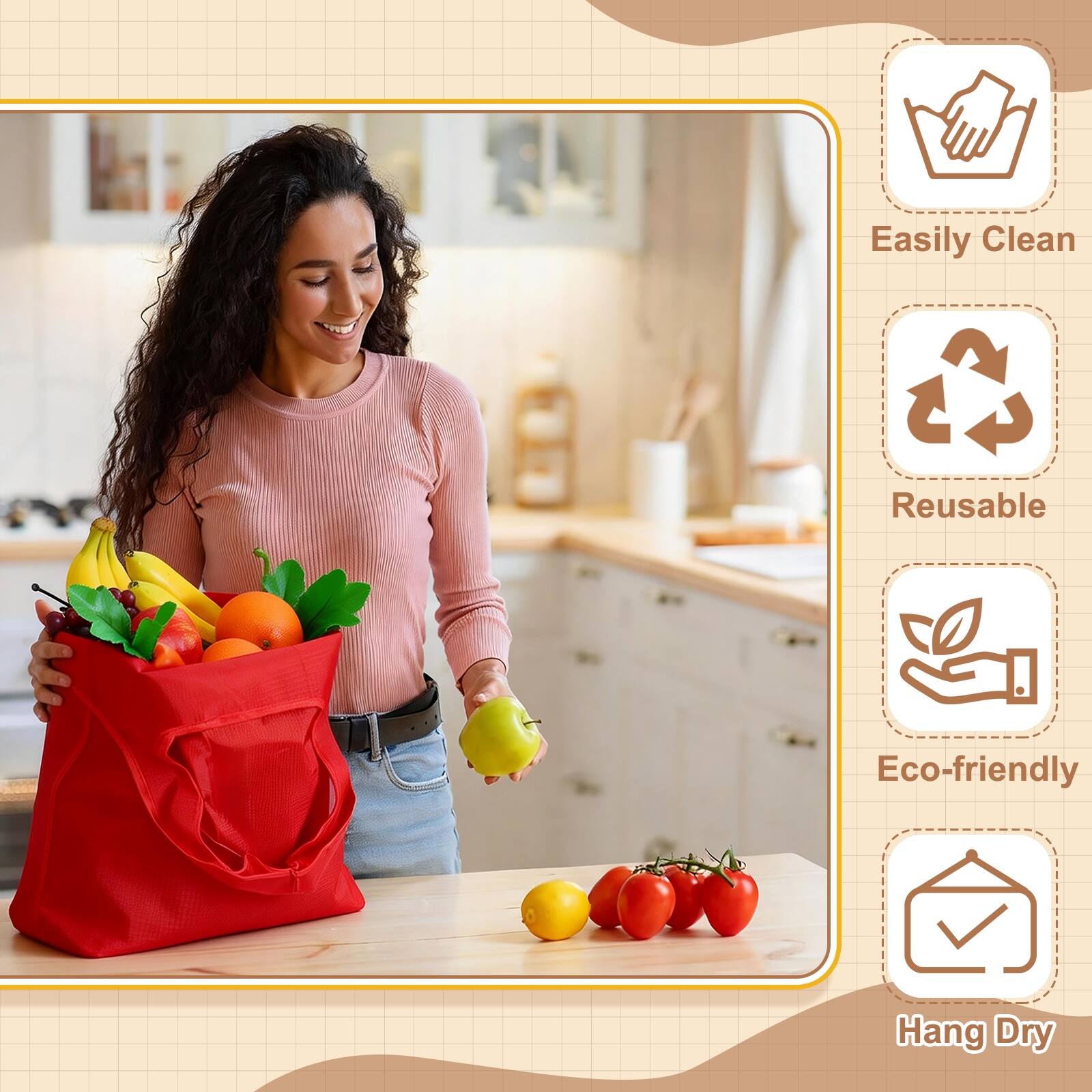 Easily Clean  
Reusable  
Eco-friendly  
Hang Dry