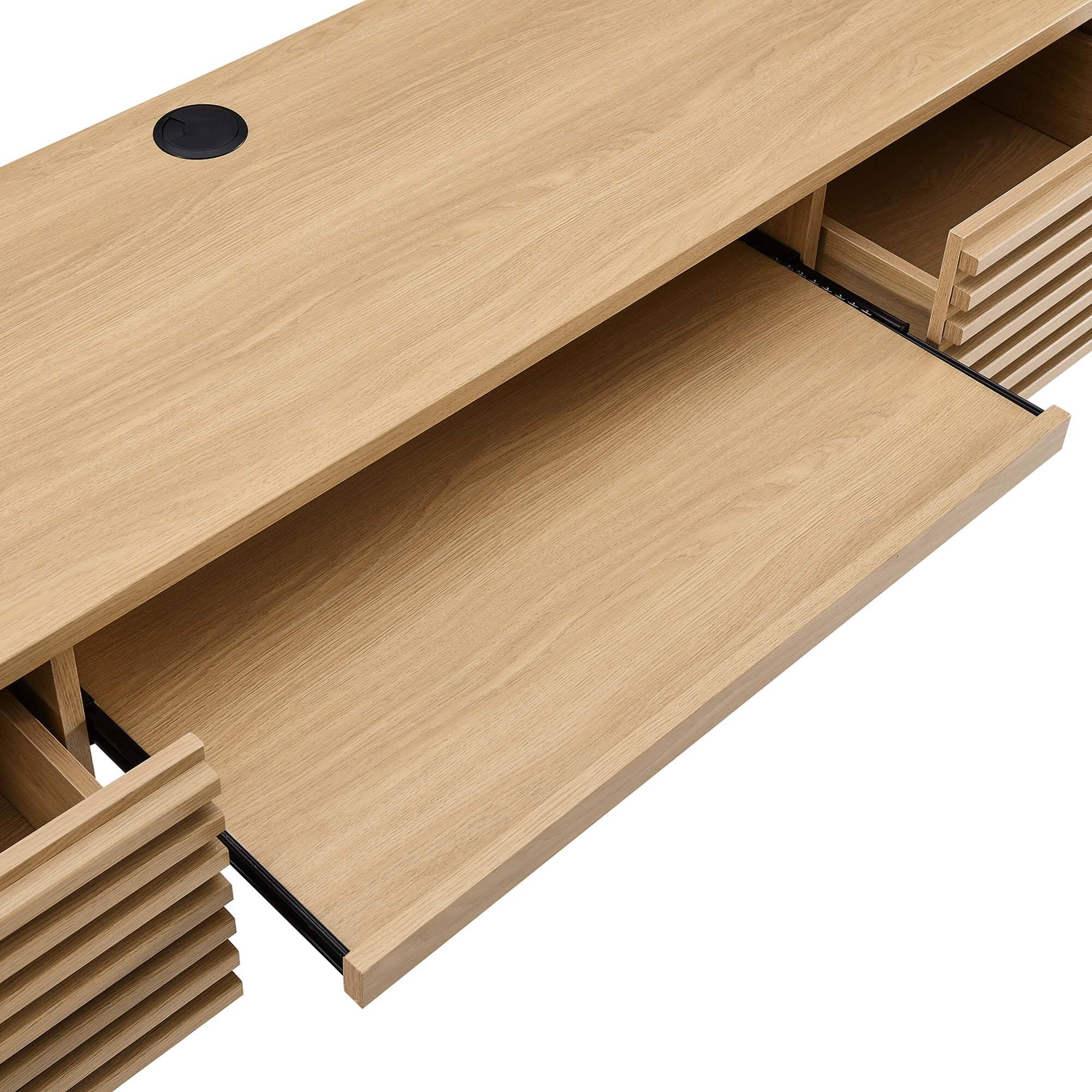 Alt View 5. Modway - Render Wall Mount Wood Office Desk by Modway - Oak.