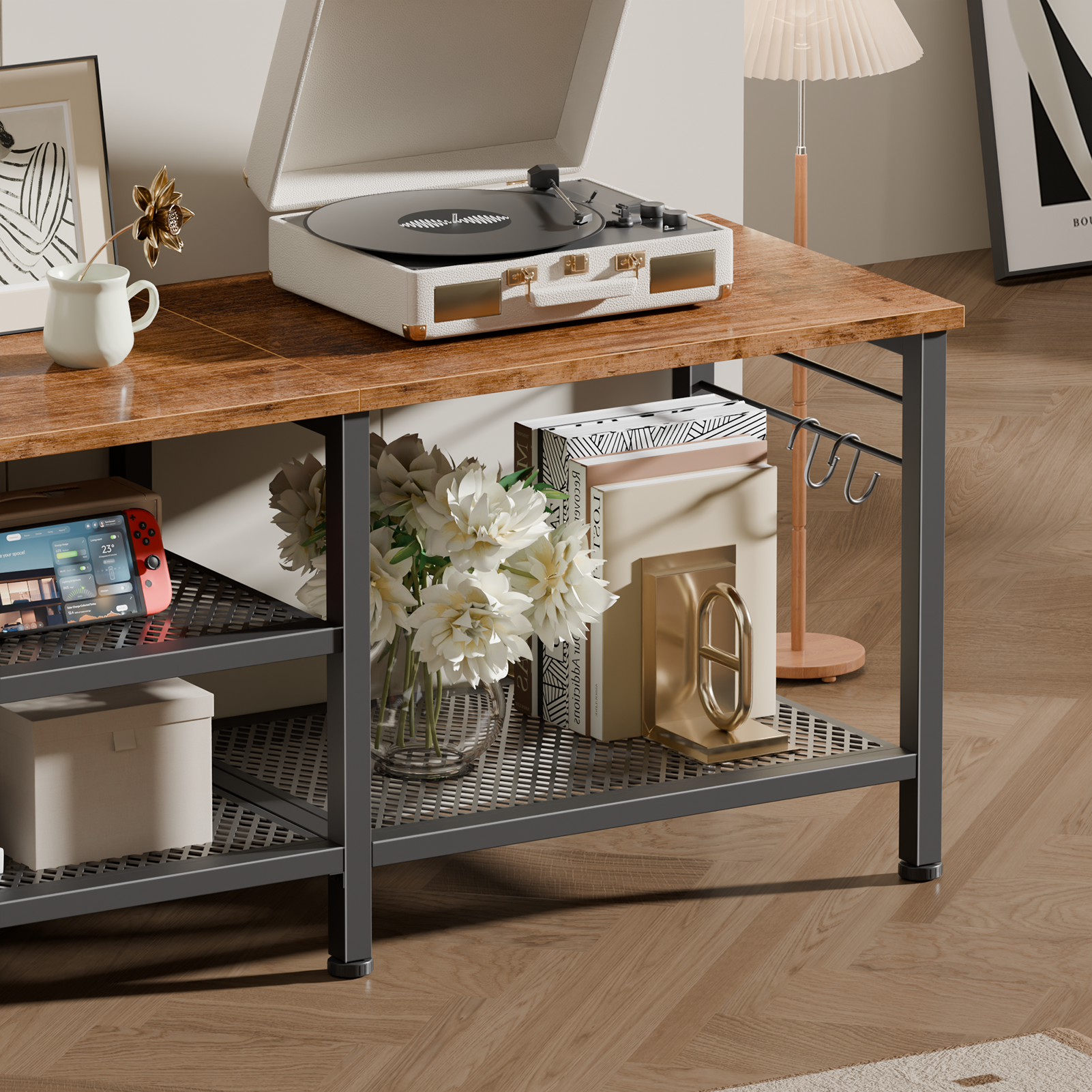 Front. Furnulem - 63 In TV Stand for TVs up to 70 In - Brown.