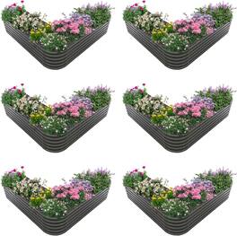 A Anleolife - 6-Pack Metal Freefom Heart-Shaped Raised Garden Bed Planter Box for Vegetables (81 in. L x 81 in. W x 18 in. H) - Gray