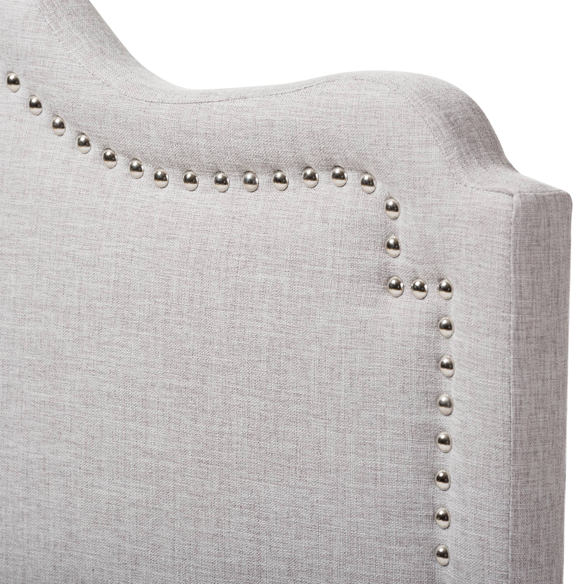 Left. Baxton Studio - Nadeen Modern and Contemporary Fabric Full Size Headboard - Greyish Beige.