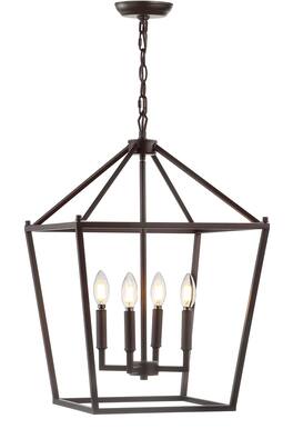 Jonathan Y - Pagoda 16" 4-Light Classic Traditional Metal Cage Lantern LED Pendant, Oil Rubbed Bronze - Oil-Rubbed Bronze