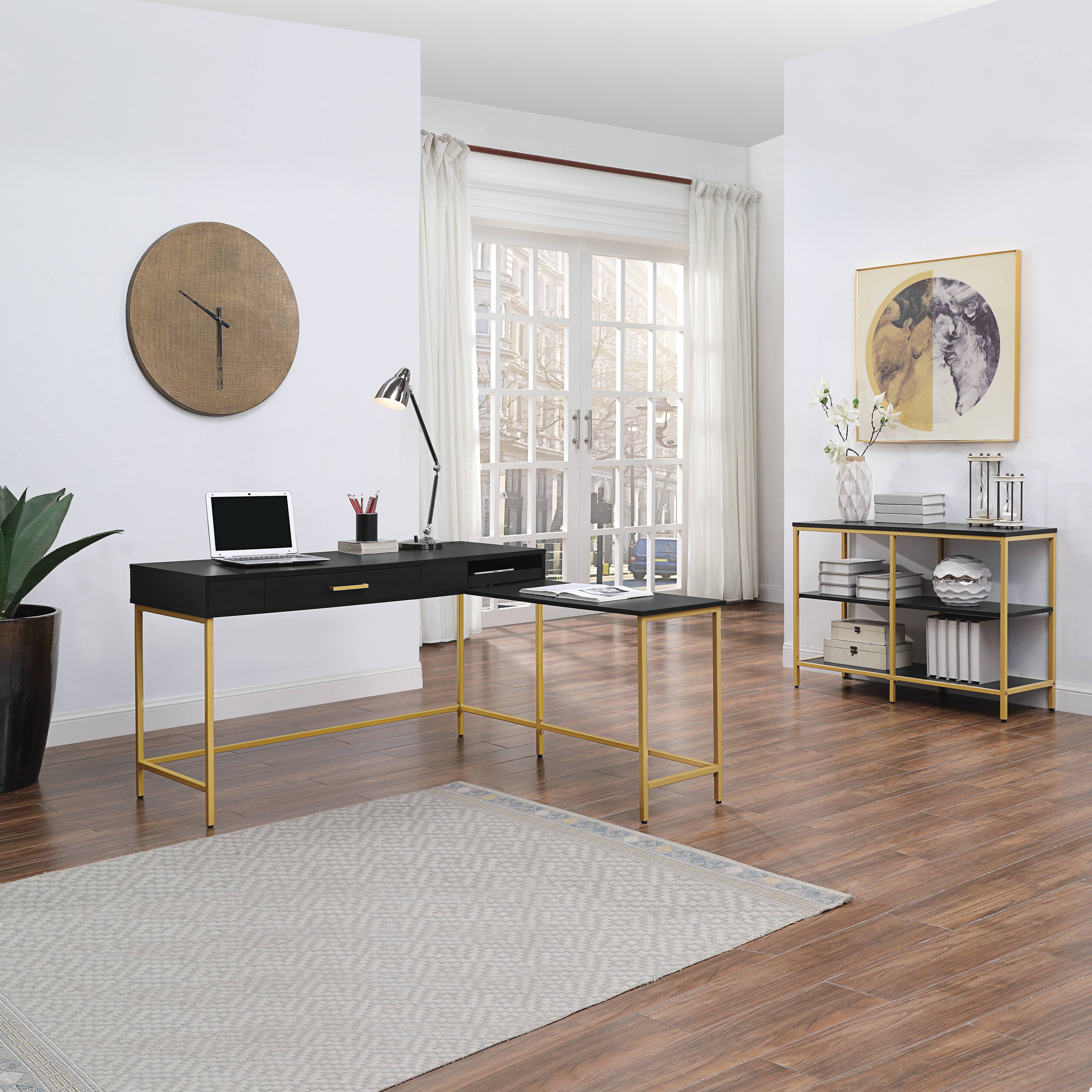 Alt View 13. OSP Home Furnishings - Modern Life Desk in Black - Black.