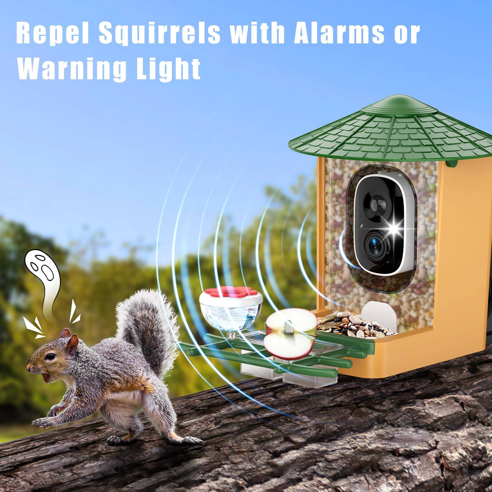 Repel Squirrels with Alarms or Warning Light