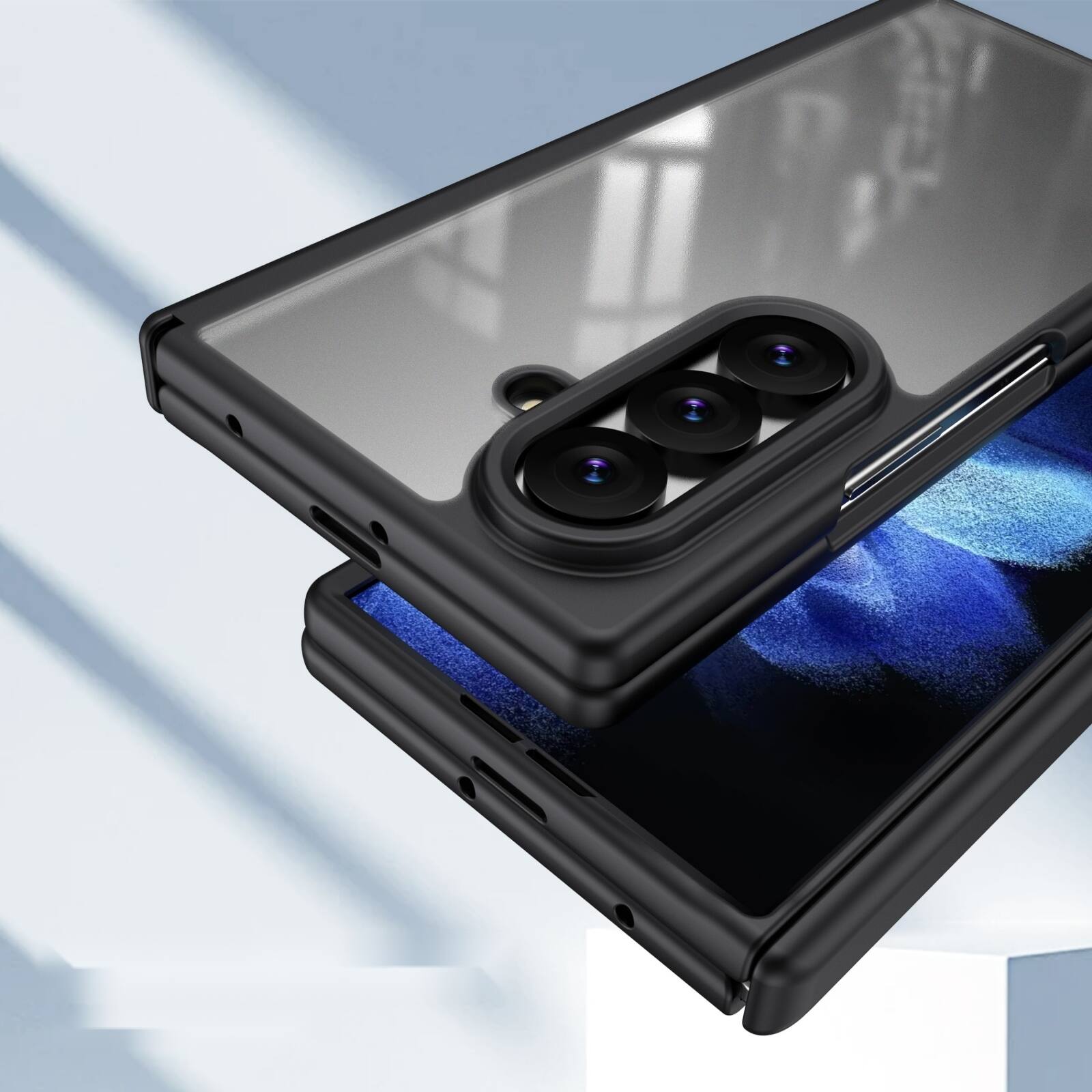 Alt View 3. Dteck - Shockproof Case for Samsung Galaxy Z Fold8 Ultra with Screen Protector, Rugged Full Hinge Cover with Raised Camera Edge - Black.