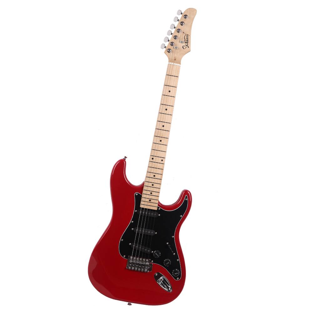 Angle. Winado - ST Burning Fire Basswood Electric Guitar Kit W/Bag Red.