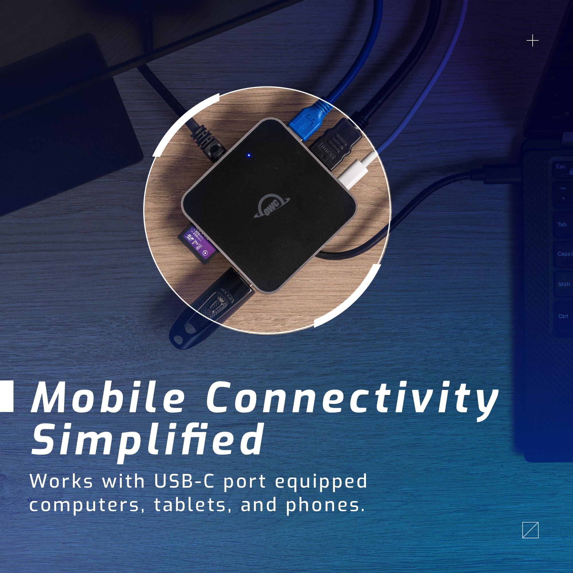 Mobile Connectivity Simplified  
Works with USB-C port equipped computers, tablets, and phones.