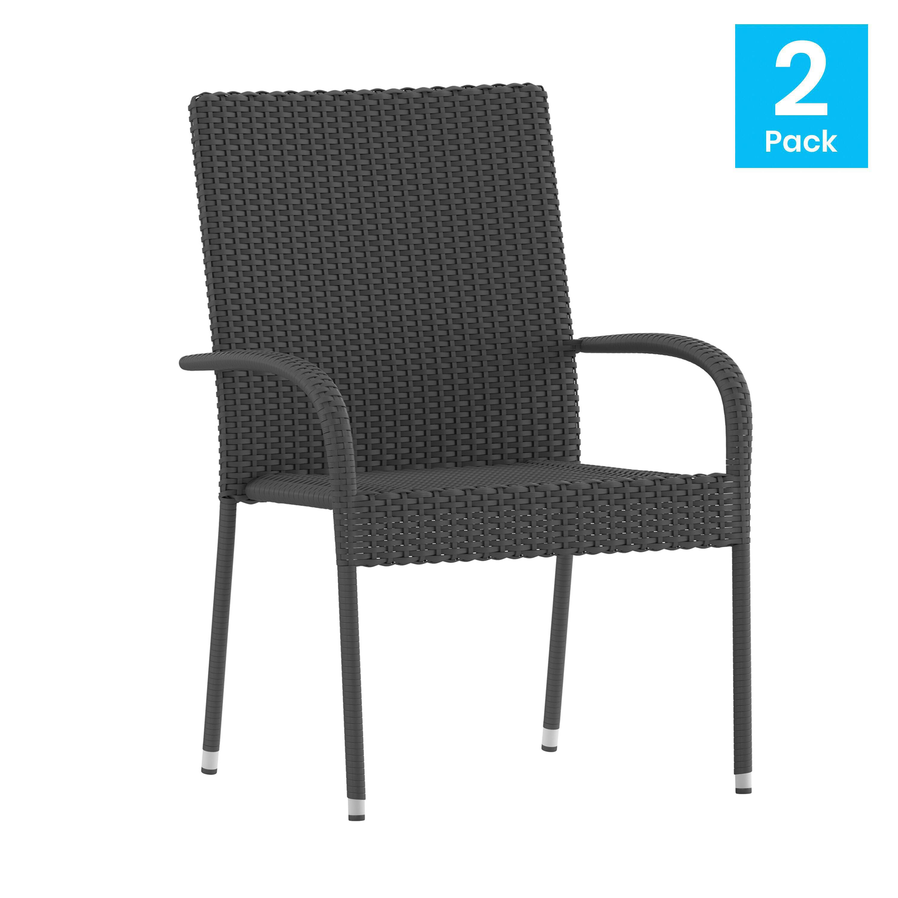 Alt View 1. Emma + Oliver - Sala Stacking All-Weather Wicker Wrapped Powder Coated Steel Patio Club Chairs for Indoor and Outdoor Use - Gray.