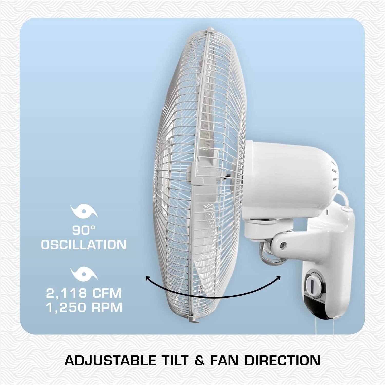 90° Oscillation  
2,118 CFM  
1,250 RPM  
Adjustable Tilt & Fan Direction