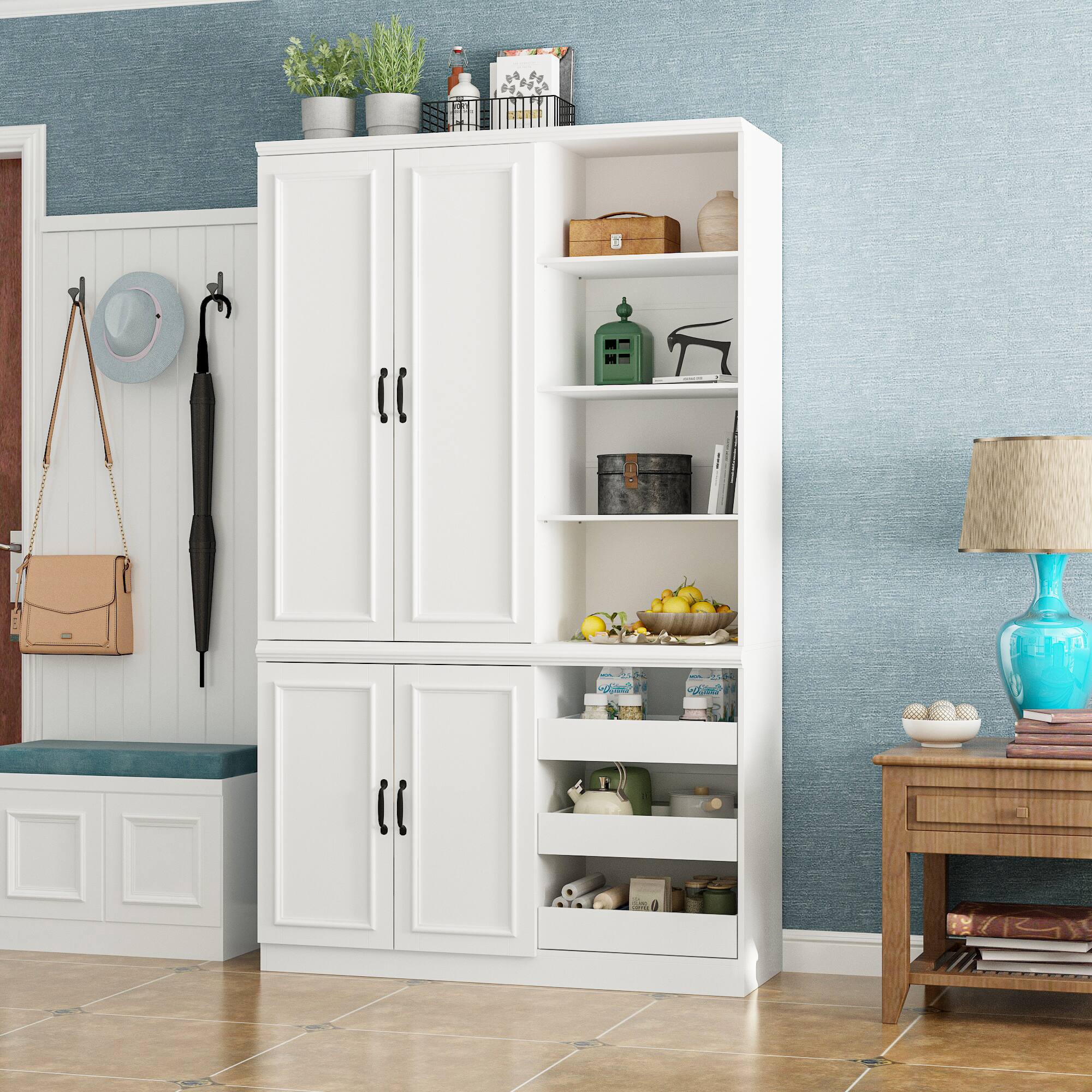 Alt View 7. Famapy - Famapy Multi - Tier Storage Display Cabinet with Drawers & Anti - Tip Design - White.