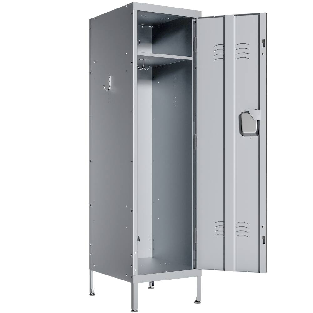 Alt View 9. Loheer - Loheer 55 Inch Tall Metal Wardrobe Cabinet Waterproof Steel Clothing Locker Lockable Slim Vertical Wardrobe - Matte Gray.