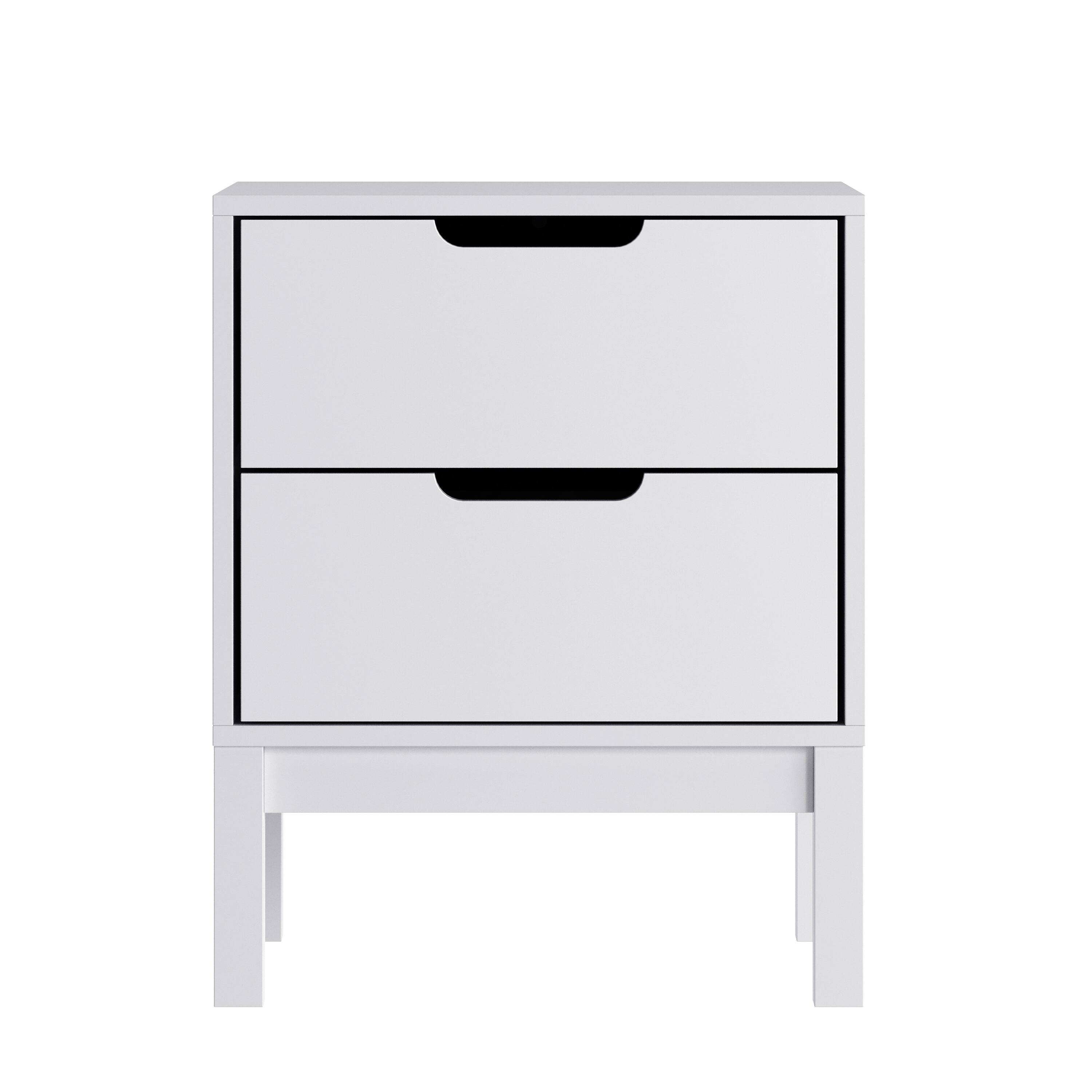 Alt View 7. Emma + Oliver - Samuel Kids Double-Drawer Night Stand with Solid Wood Frame, Side Table for Kids Bedroom - White.