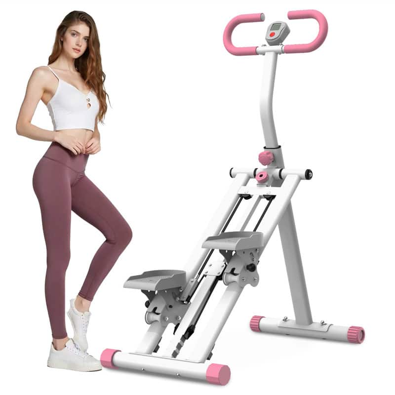 HTUTWOO - Stair Stepper Vertical Climber - Adjustable Resistance Full-Body Workout Machine,Fitness Equipment,Adjustable Handlebar - Pink