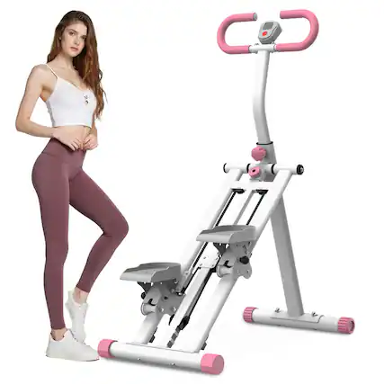 Front. HTUTWOO - Stair Stepper Vertical Climber - Adjustable Resistance Full-Body Workout Machine,Fitness Equipment,Adjustable Handlebar - Pink.