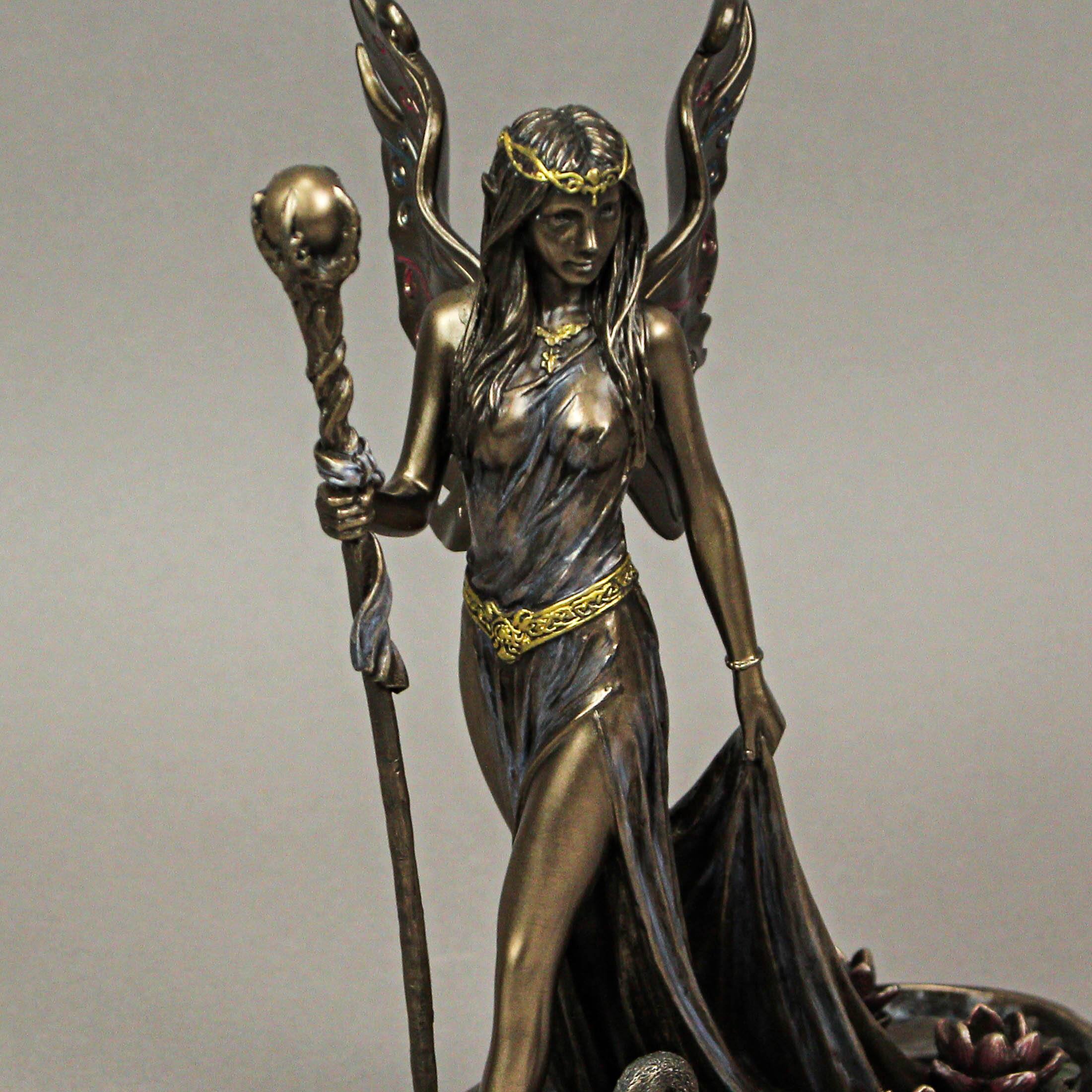 Alt View 7. Veronese Design - Aine Queen of the Fairies Bronze Finish Statue 8.75 Inches High - Multicolored.