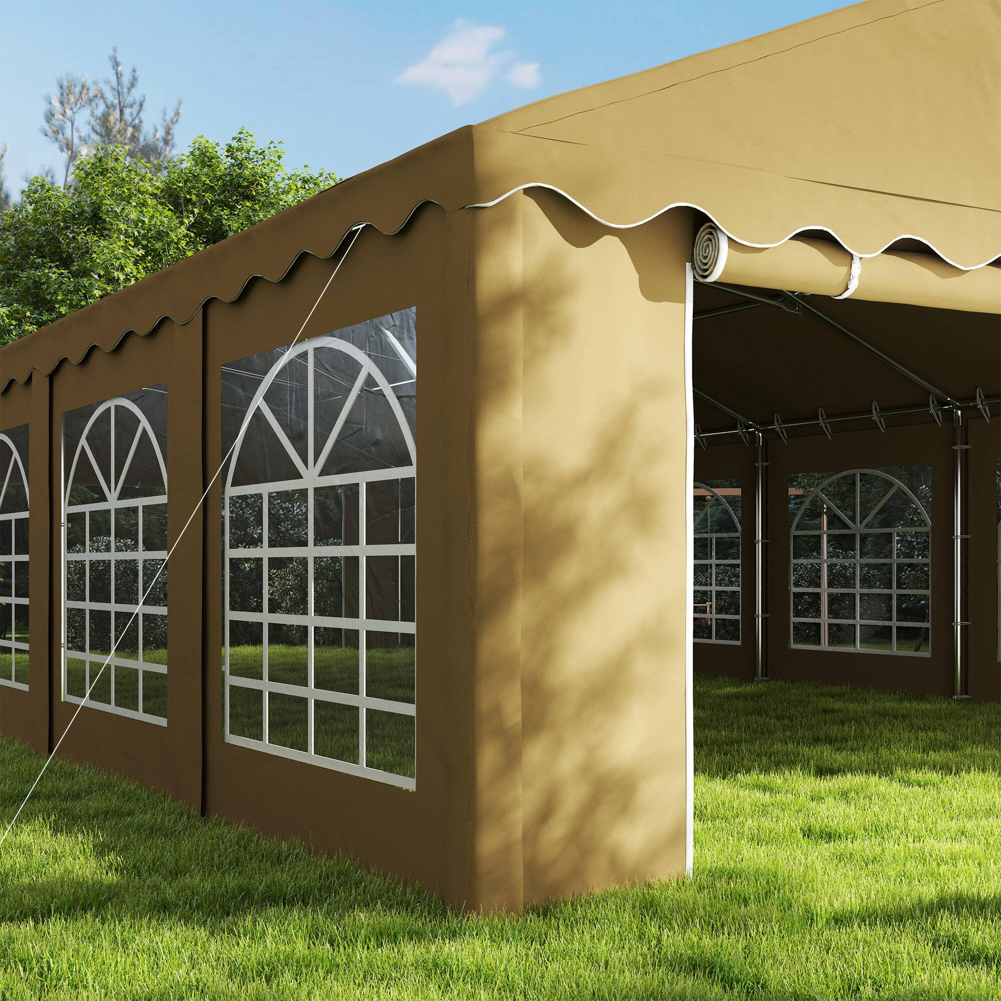 Alt View 8. Outsunny - 20' x 40' Heavy Duty Party Tent, Galvanized Outdoor Canopy Tent Large Event Shelter with Removable Sidewalls - Brown.