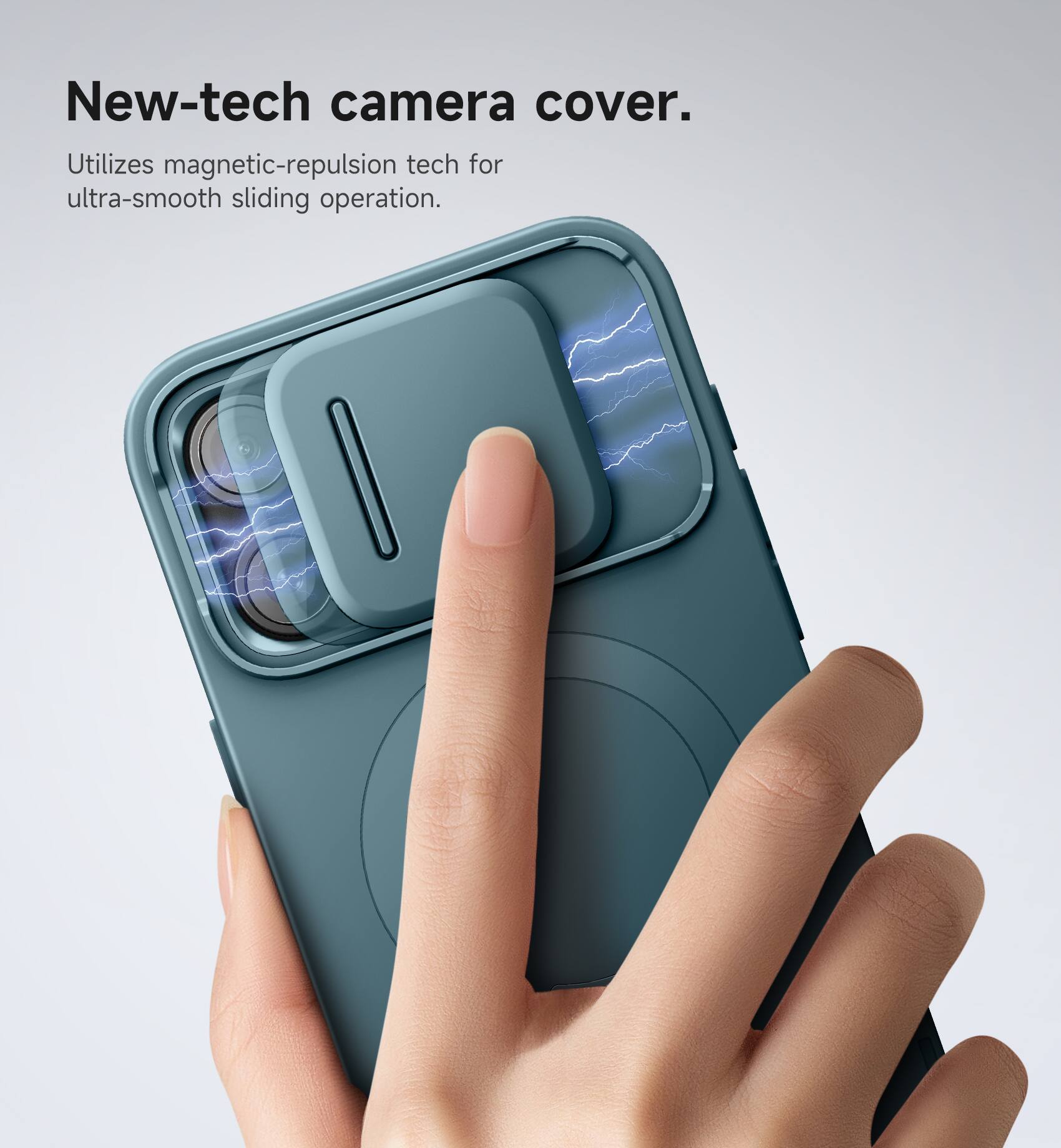 New-tech camera cover.  
Utilizes magnetic-repulsion tech for ultra-smooth sliding operation.