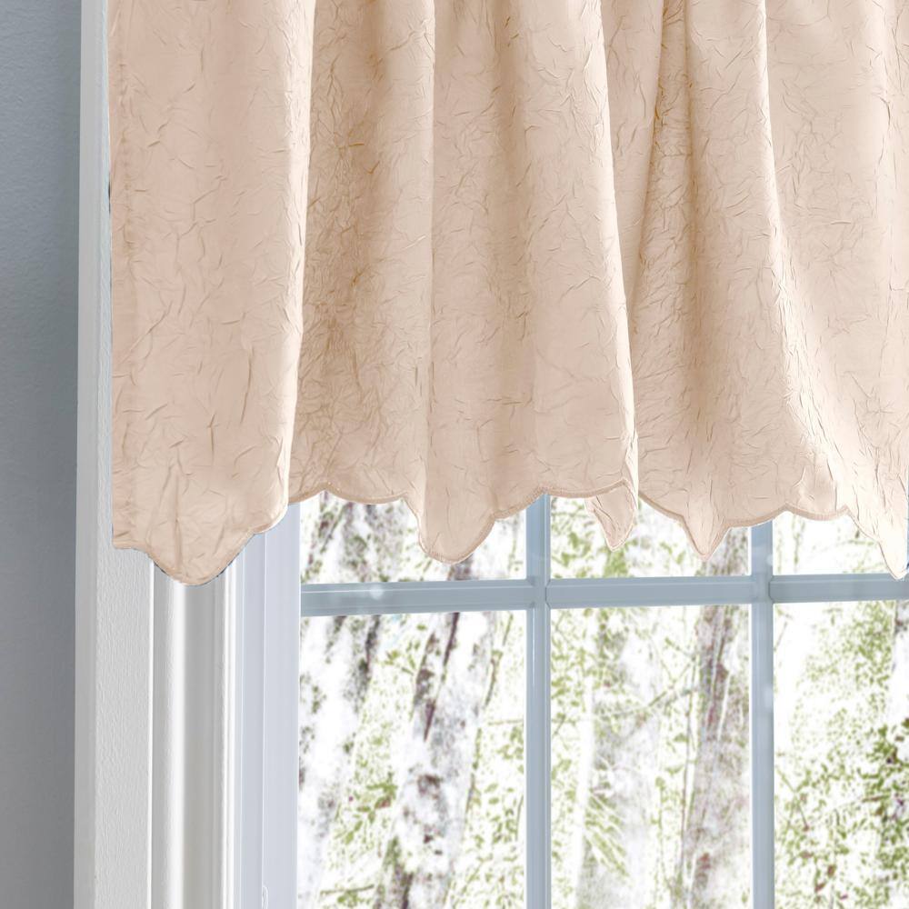 Left. Ellis Curtain - Ellis Curtain Portland Crushed Taffeta Rod Pocket Valance - 48x15" Natural - Natural.