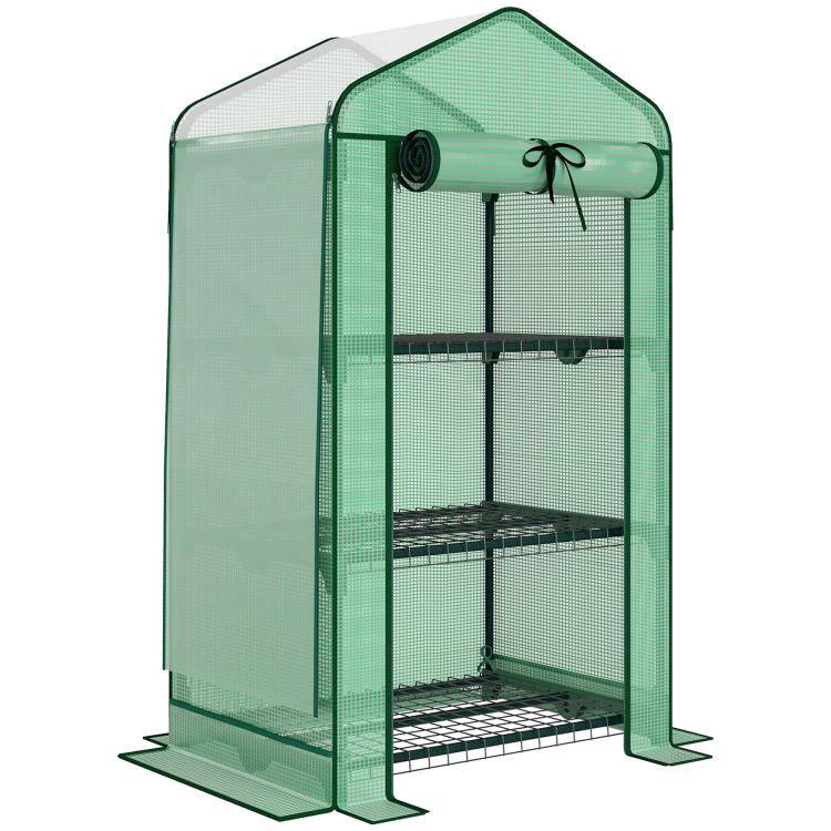 Alt View 10. PULUZ - Mini Greenhouse with Screen Roof, Portable Small Greenhouse with Roll-Up Zipper Door, 27.6 inch x 19.7 inch x 50 inch - Green.