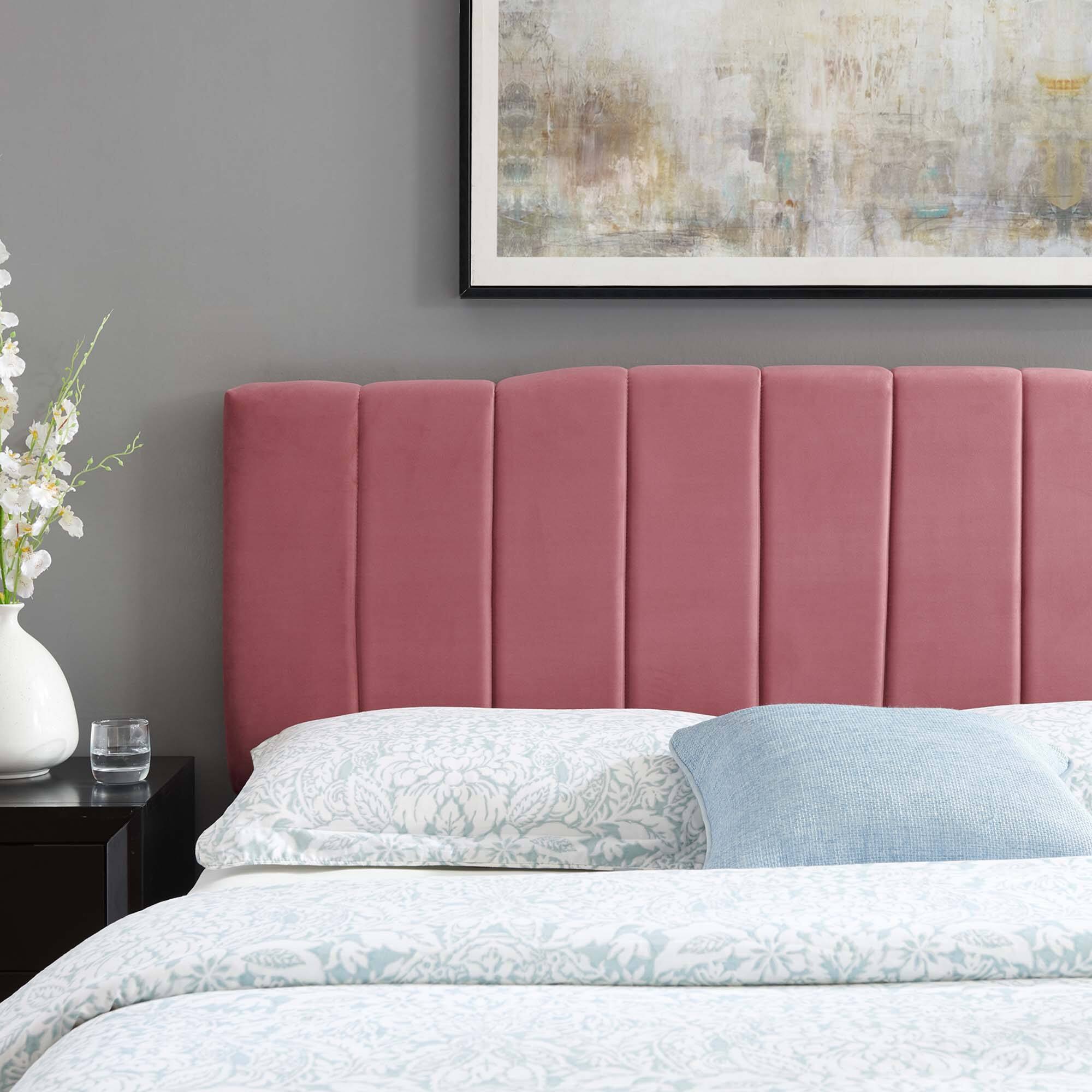 Alt View 2. Modway - Camilla Channel Tufted Performance Velvet King/California King Headboard by Modway - Dusty Rose.