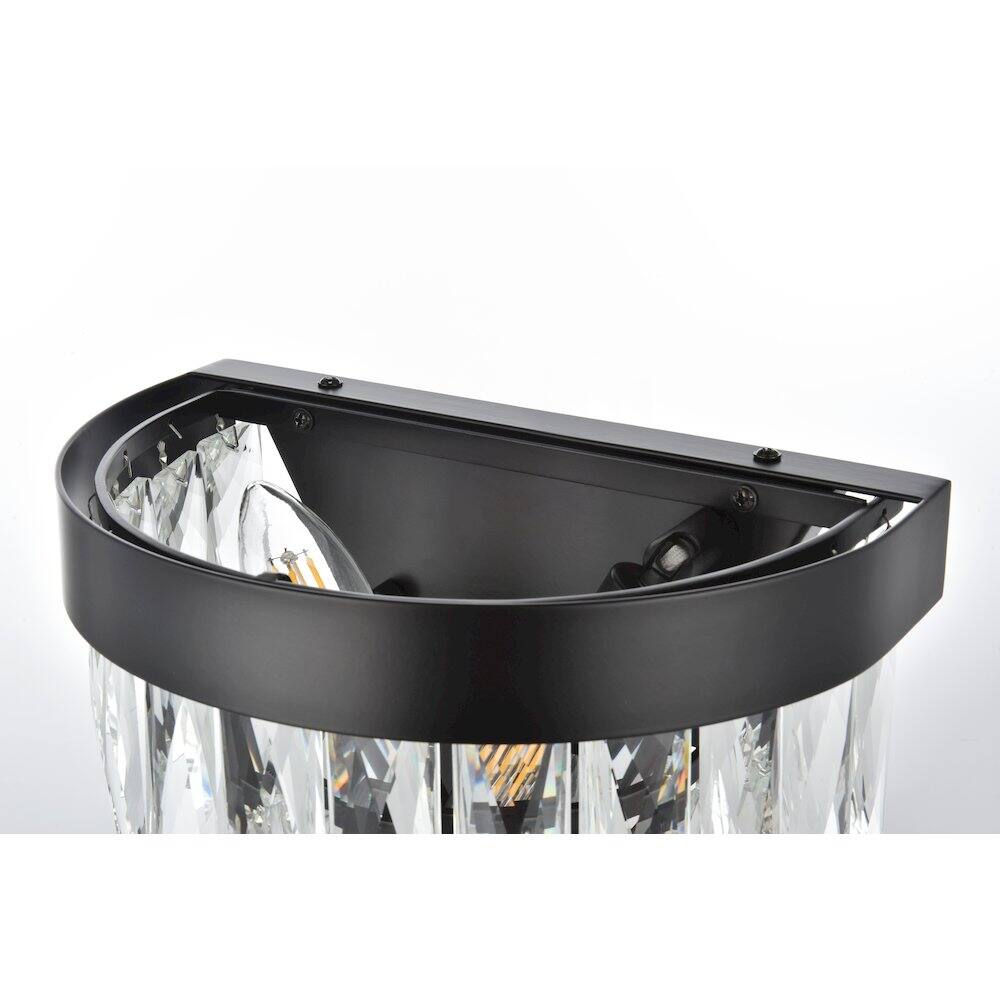 Alt View 2. Elegant Lighting - Josephine 10 Inch Wall Sconce In Black - Black And Clear.