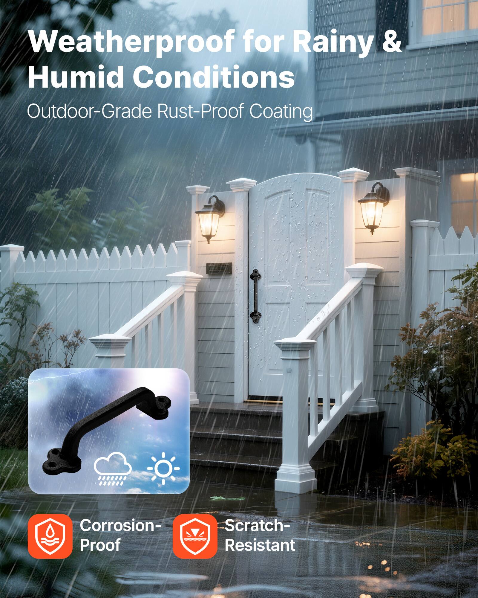 Weatherproof for Rainy & Humid Conditions  
Outdoor-Grade Rust-Proof Coating  

Corrosion-Proof  
Scratch-Resistant