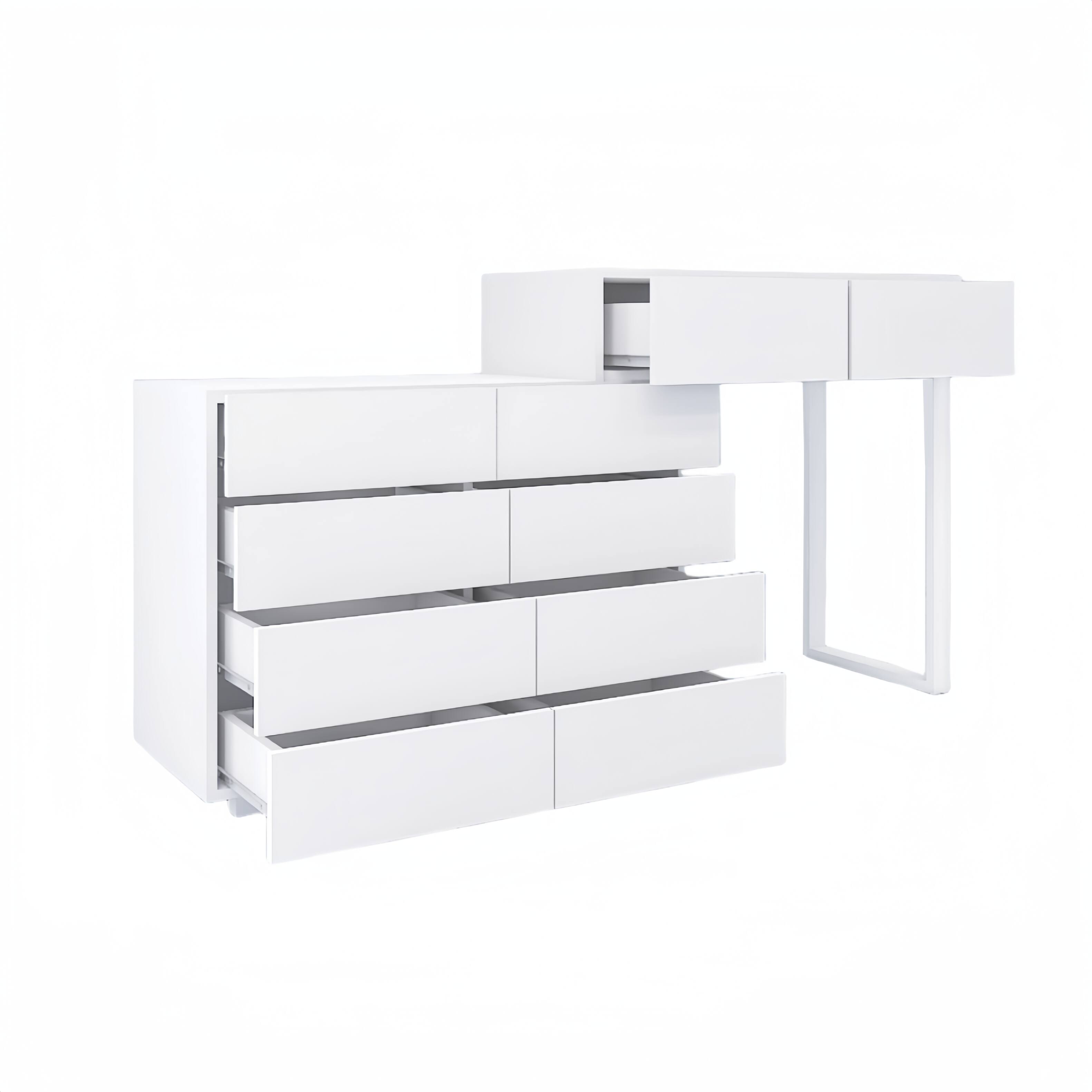Alt View 1. APRILSOUL - Extended Desktop 10 Drawers Chest of Drawer without Handle White Color Vanity - White.