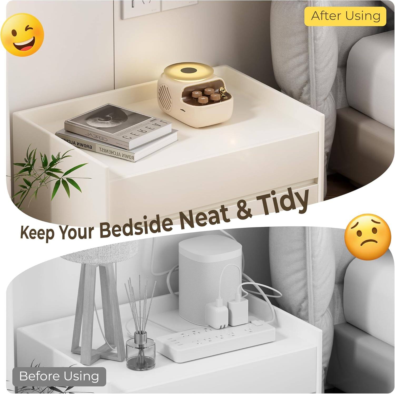 Keep Your Bedside Neat & Tidy

Before Using

After Using