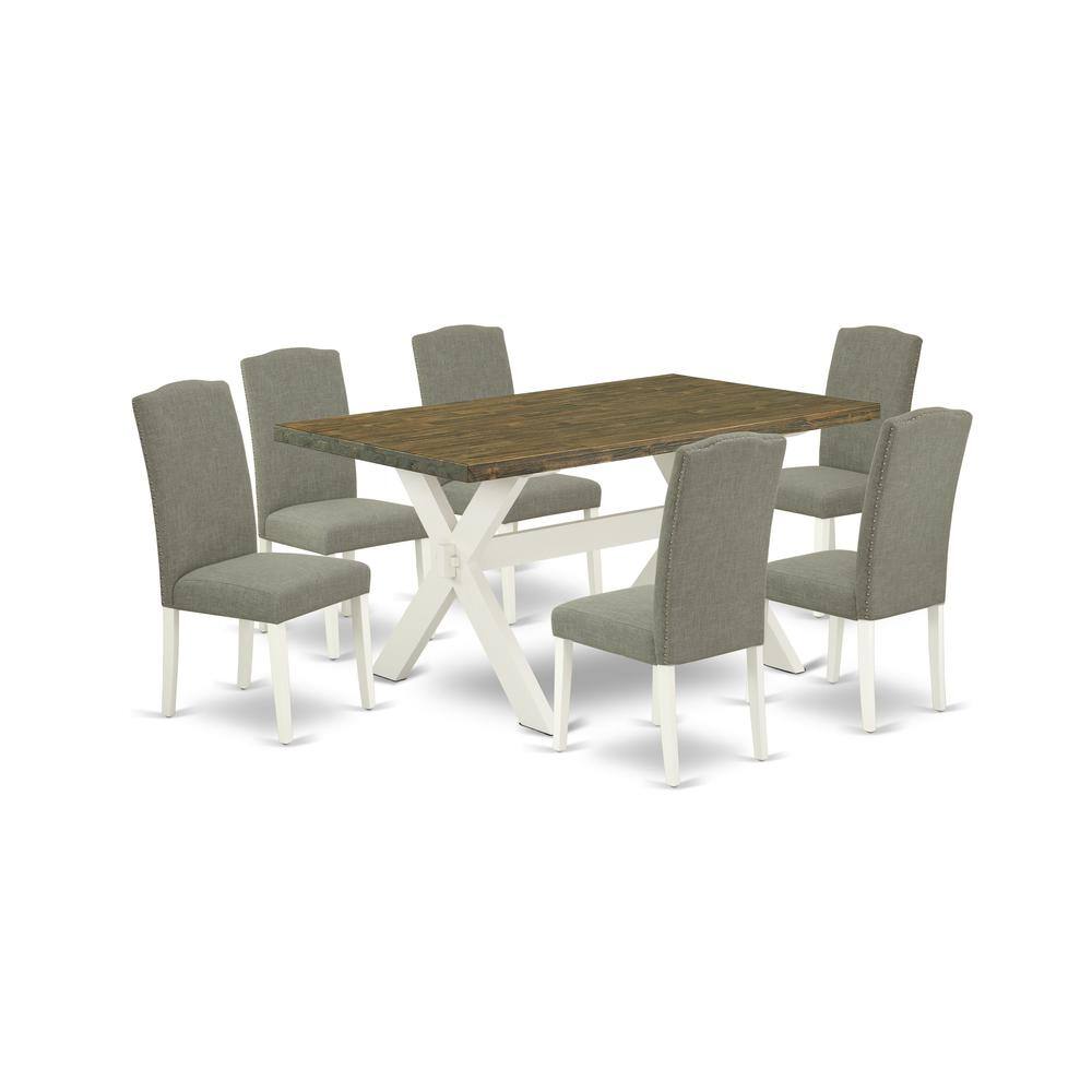 East West Furniture X076EN206 7 7 Piece Beautiful Rectangular Dining ...