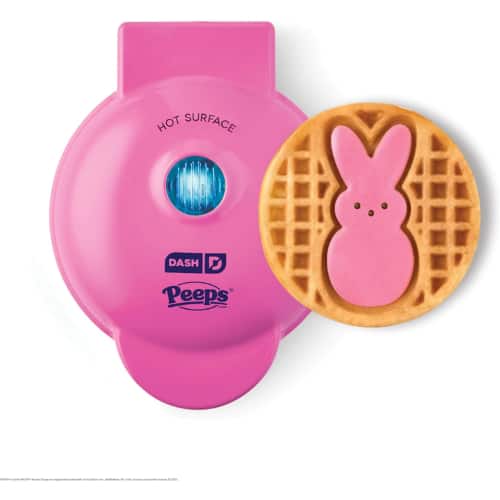 PEEPS x DASH Bunny Mini Waffle Maker – 4” Nonstick Waffles, Hash Browns & Keto Chaffles, Easy-Clean - Pink