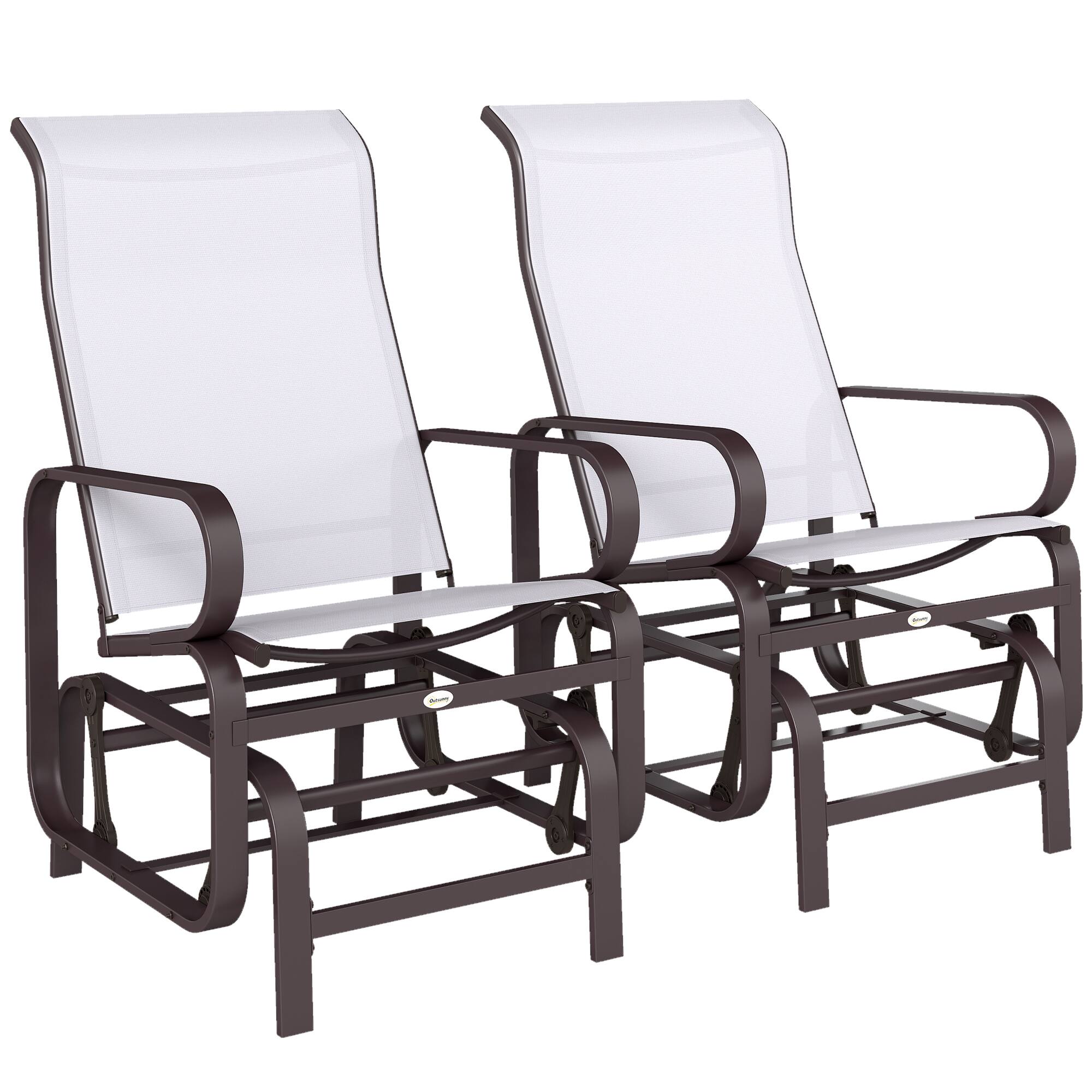 Outsunny - Outdoor Glider Chair Set of 2, Gliders for Outside Patio with Smooth Rocking Mechanism and Lightweight Construction - Brown and Beige