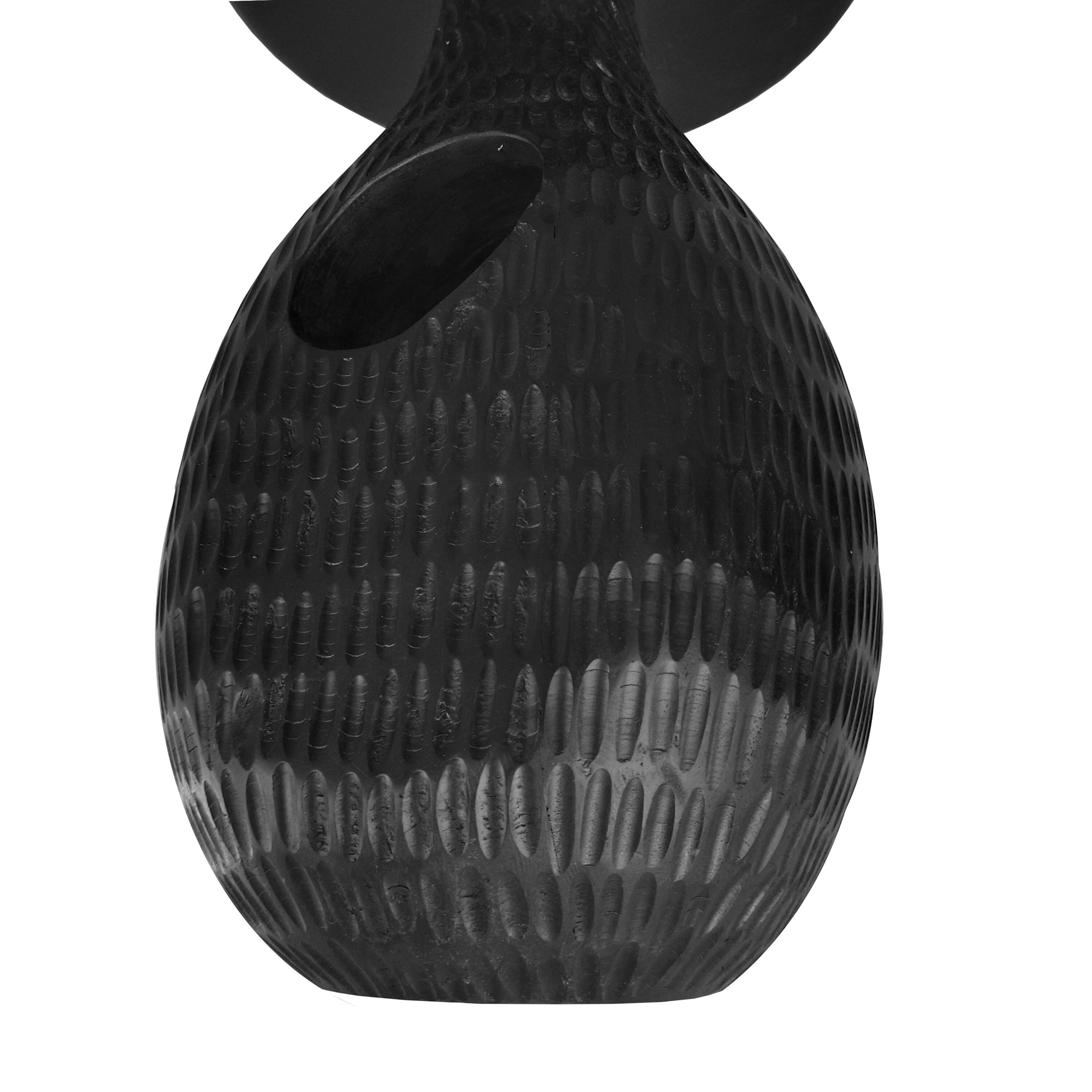 Alt View 4. Manhattan Lane - 14 Inch Side End Table, Artisan Handcrafted Mango Wood, Embossed Teardrop Shaped Base - Black.