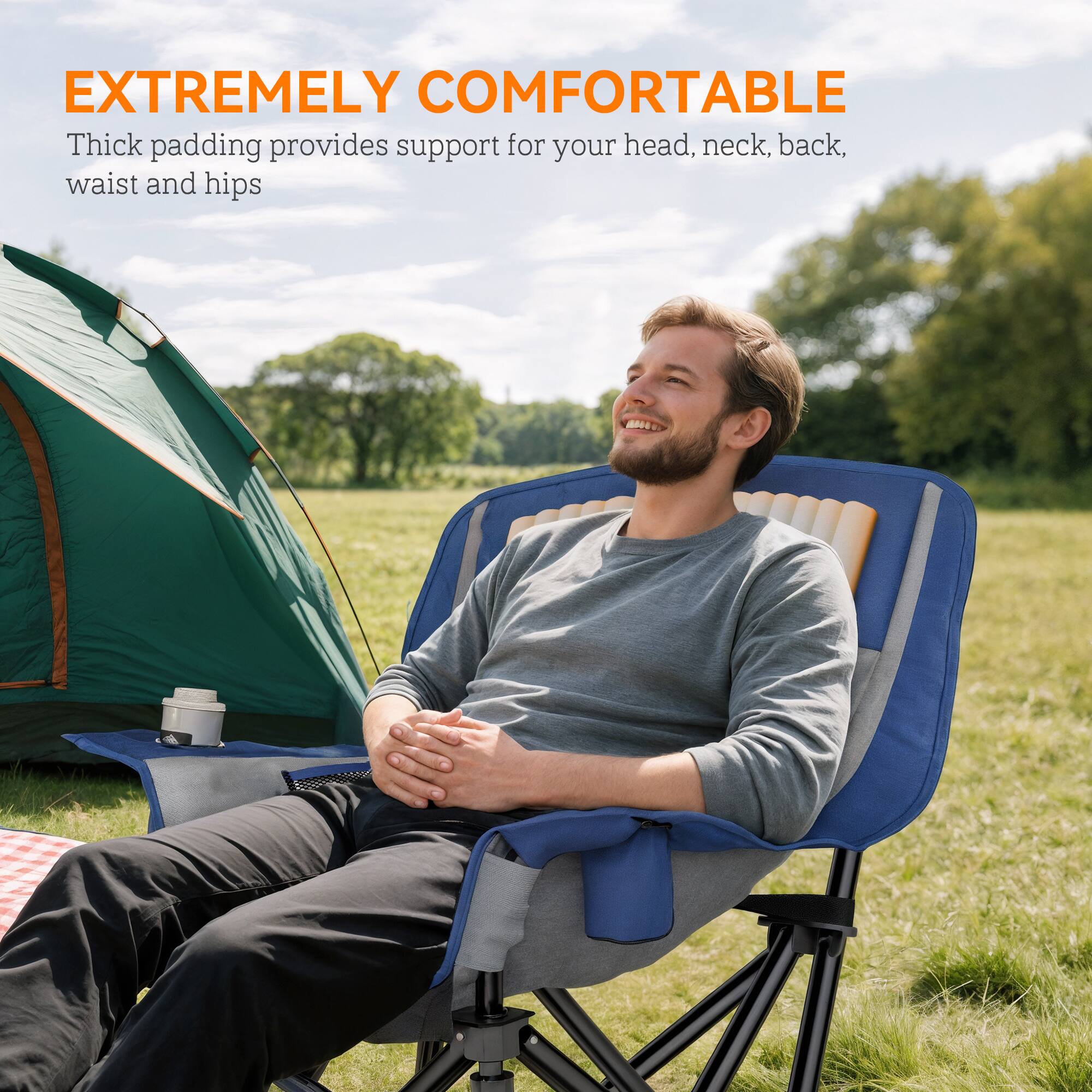 EXTREMELY COMFORTABLE
Thick padding provides support for your head, neck, back, waist and hips