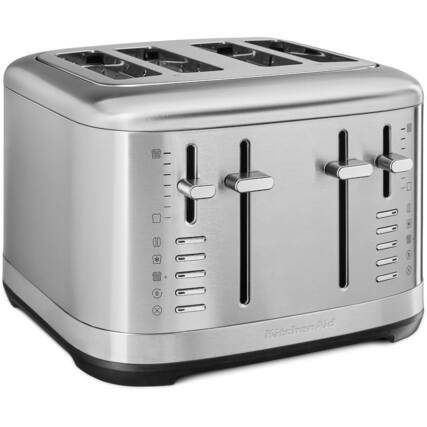 Front. KitchenAid - 4 Slice Programmable Toaster, Brushed Stainless Steel - Brushed Stainless Steel.