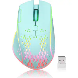SKRAN - Wireless Gaming Mouse, Honeycomb Design with RGB Lights & Adjustable DPI-Silent Rechargeable for Gaming Office - PC Mac - Wireless - Blue